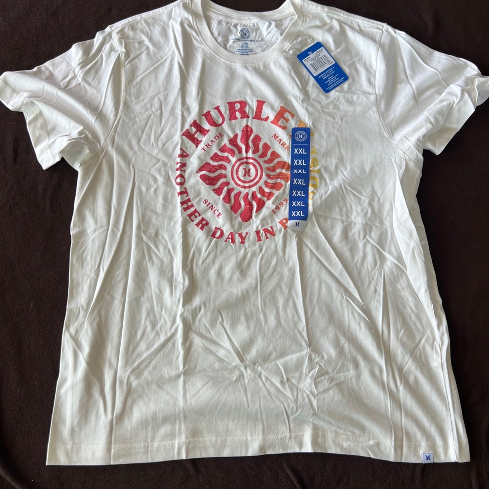 Hurley White Red Graphic Short Sleeve Tee